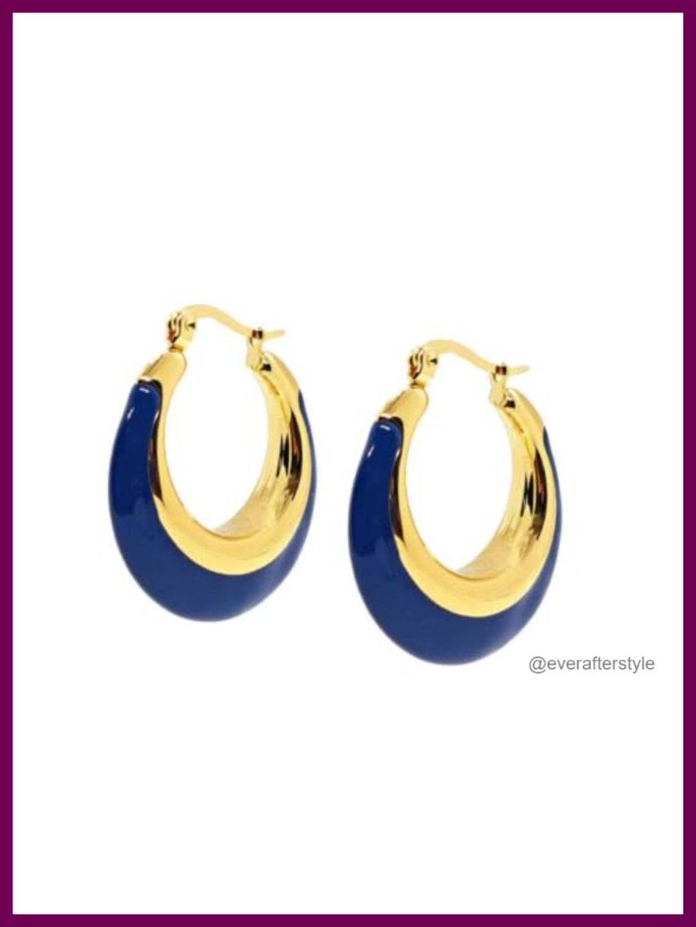 18K Gold Plated Stainless Steel Enamel Hoop Earrings Women Chunky Gift